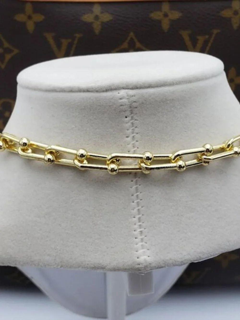 Authentic Louis Vuitton Gold Padlock with Unbranded 18k Gold Plated Necklace - Picture 6 of 10